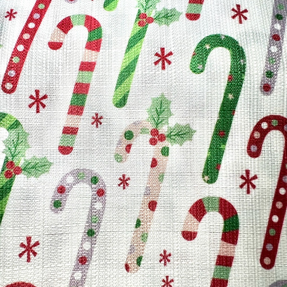 Christmas Fabric Candy Cane Shower Curtain Textured Polka Dots & Stripes - Picture 5 of 8